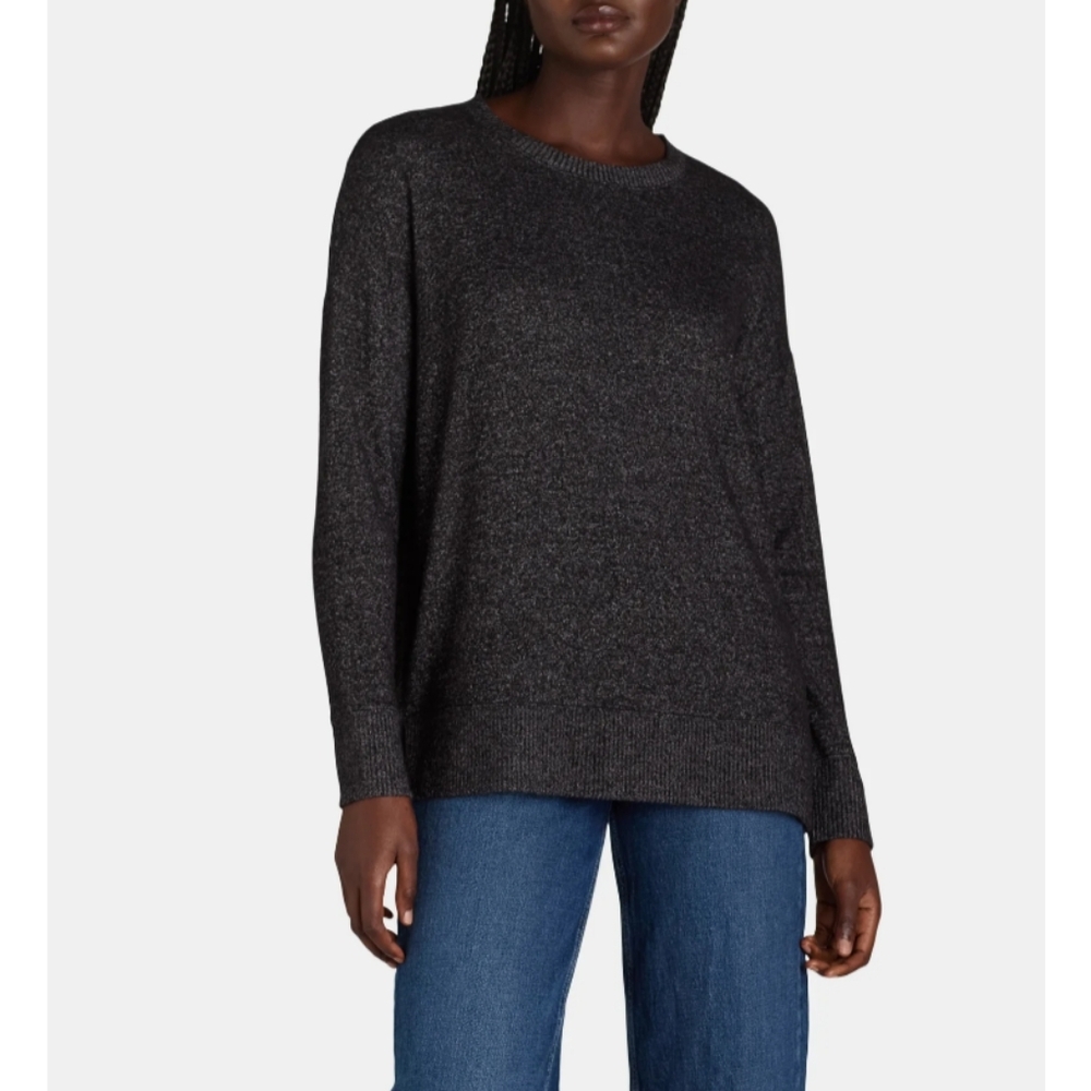 Time and Tru Women's Size M (8-10) Hacci Knit Pullover with Long-Sleeves Black